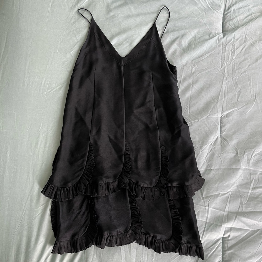Rochas black tiered mini dress size 38